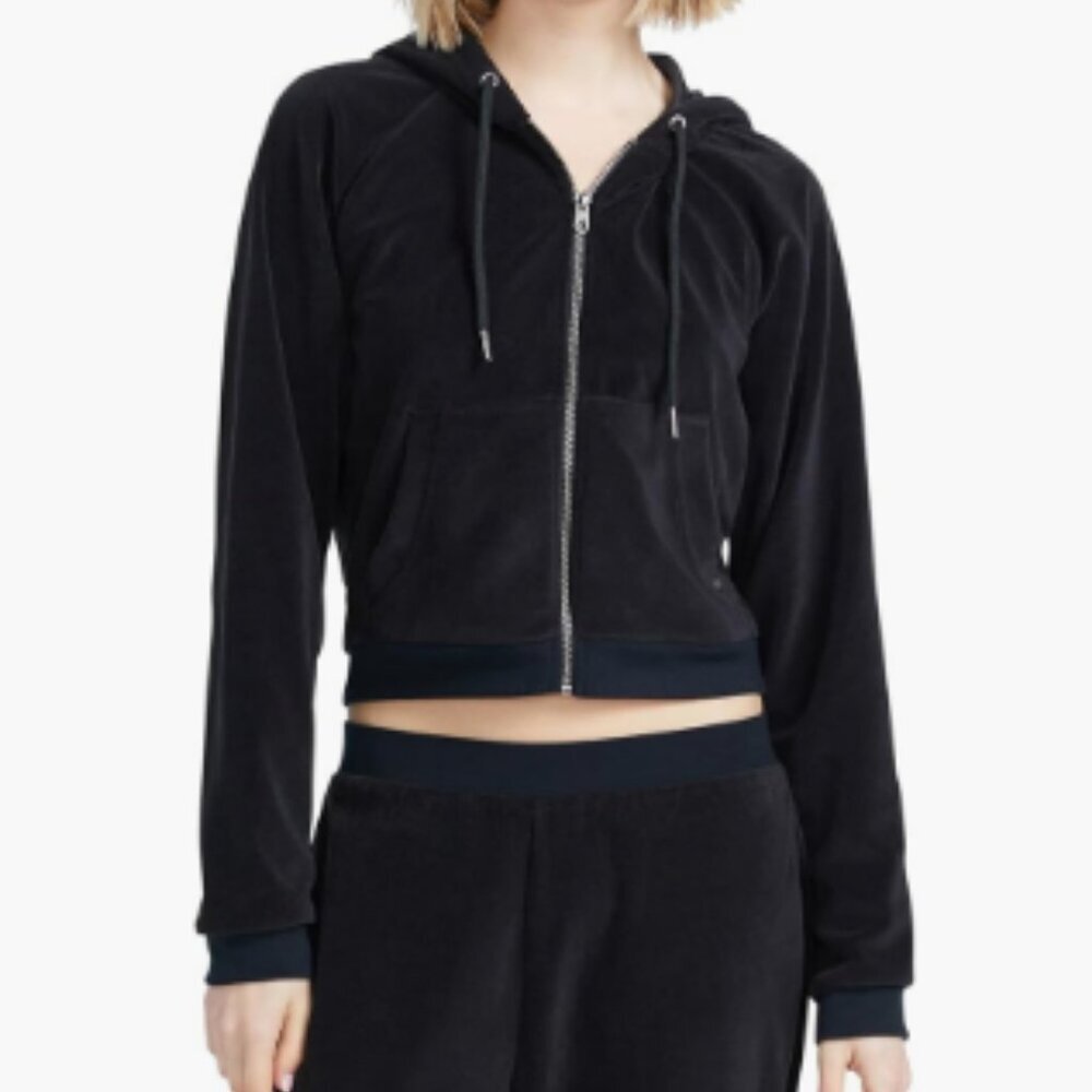 Volcom Lil Velour Zip Up Crop Hoodie and Pants NWT